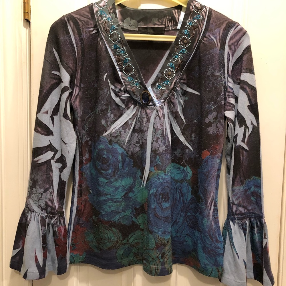 B.L.E.U Purple Floral Sweater